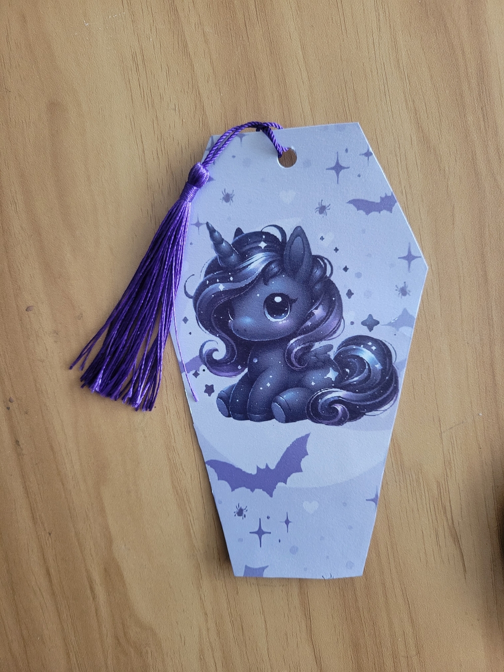 🖤NEW🖤 Purple Unicorn Coffin-Shaped Bookmark with Tassel